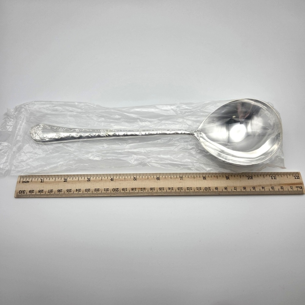 WM. Rogers & Son Enchanted Rose Silverplate Serving / Casserole Spoon 11"  NEW - Picture 6 of 7